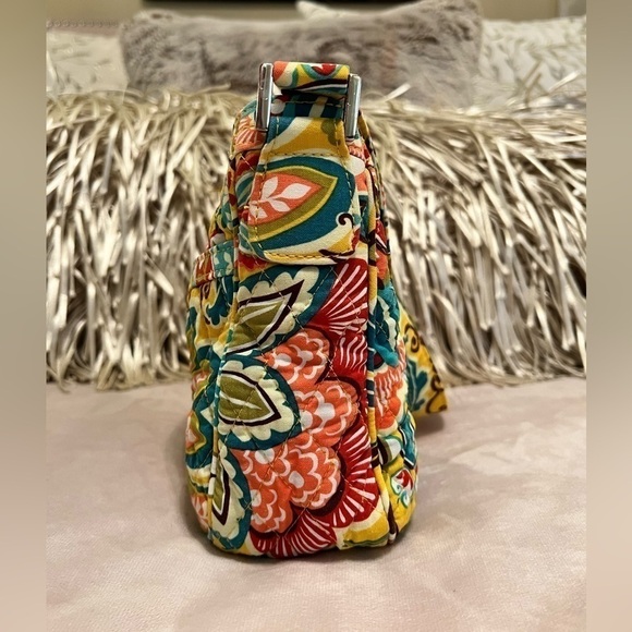 VERA BRADLEY Provincial Cassidy Shoulder Bag 1 Strap Zip Top Yellow East West - Picture 3 of 11